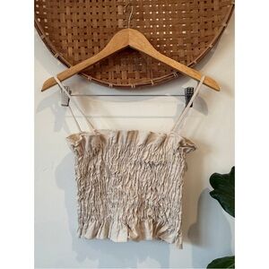 Beige Smocked Crop Top ✨